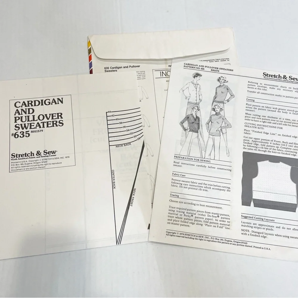 Stretch Sew Sewing Pattern Ann Person 635 Cardigan & Sweater Vintage 79 Uncut FF